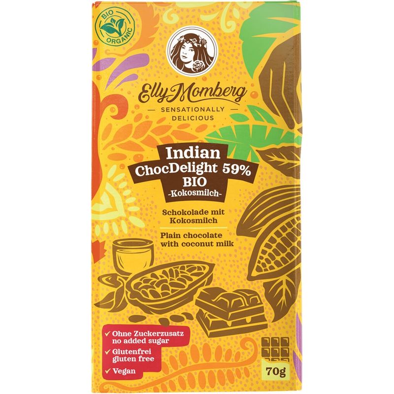 Elly Momberg Indian ChocDelight 59% BIO Erythrit Kokosmilch - Produktbild