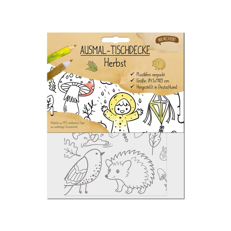 Malmichbunt Ausmal-Tischdecke aus Papier Motiv Herbst - Produktbild