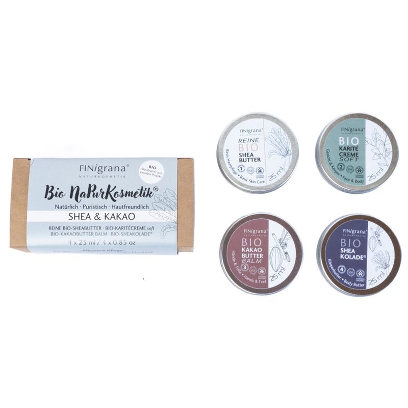 FINigrana® Naturkosmetik FINigrana BIO NaPurKosmetik® Pflegeset "SHEA & KAKAO" 4x25ml  „Allround-Pflege“ - Produktbild