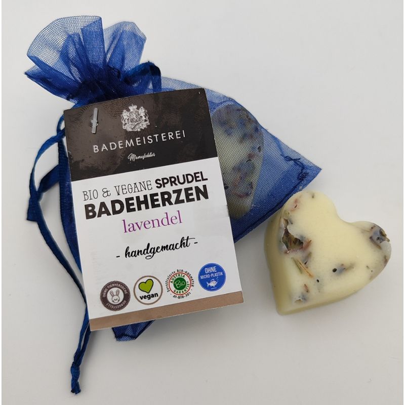 Bademeisterei BIO Sprudelbadeherzen-Set Blüten "Lavendel" 2x15g im Display AT-BIO-301 - Produktbild