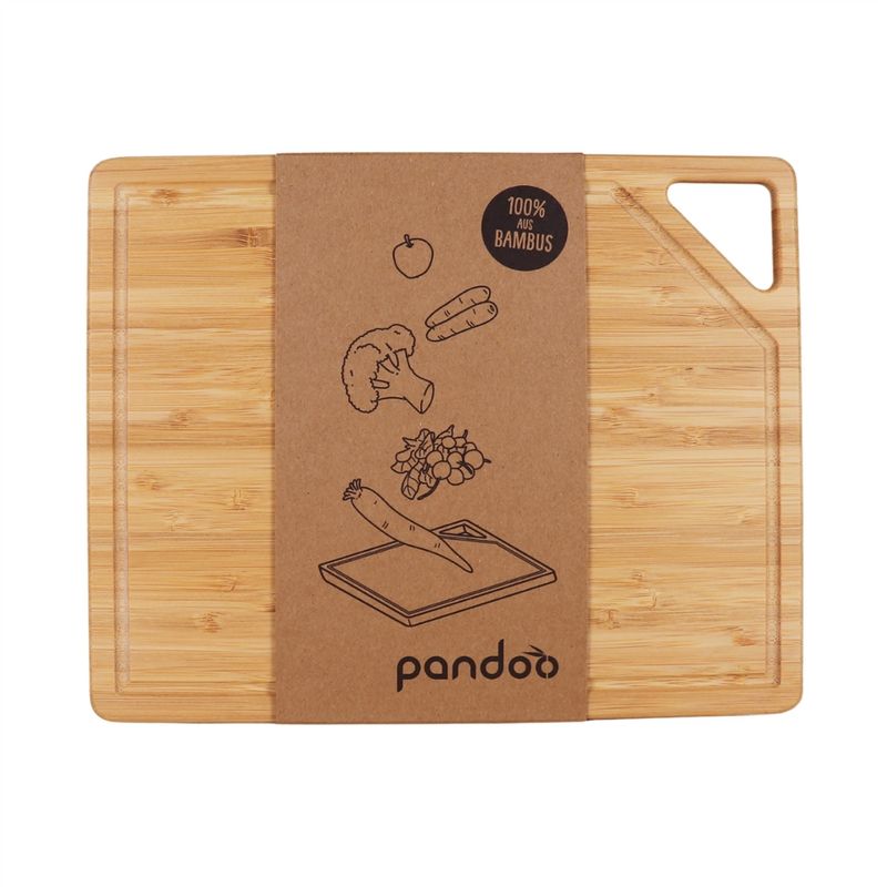 pandoo Nachhaltiges Bambus Schneidebrett für die Küche - 39x28 cm - Produktbild