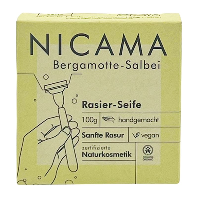 NICAMA NICAMA zertifizierte Bio-Rasierseife Bergamotte-Salbei 100g - Produktbild