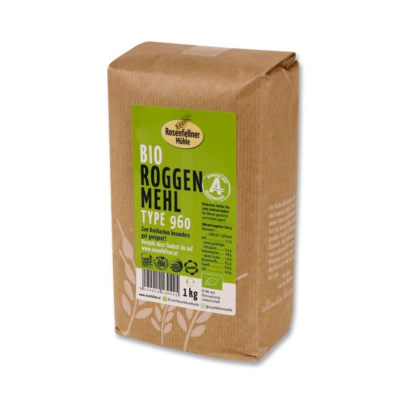 Rosenfellner Mühle & Naturkost Bio Roggenmehl T960 1kg - Produktbild