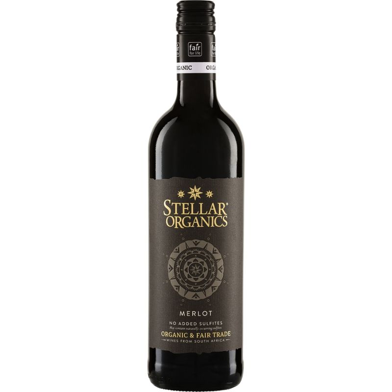 Riegel Erzeugermarken Stellar Merlot W.O. Western Cape  ohne SO2-Zusatz Stellar Organics - Produktbild