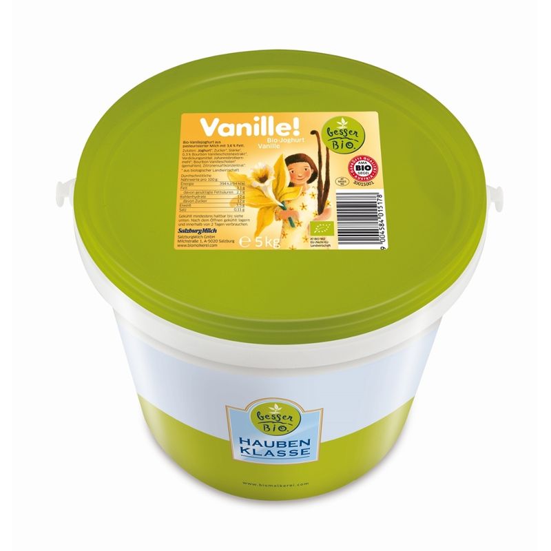 besser Bio. besser Bio. Bio-Fruchtjoghurt Vanille aus pasteurisierter Milch, 3,6% Fett, 5kg Haubenklasse - Produktbild
