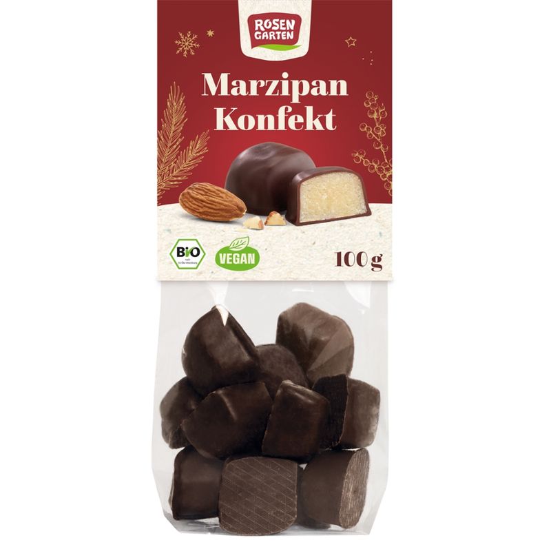 Rosengarten Marzipan-Konfekt Zartbitter, 100 g - Produktbild
