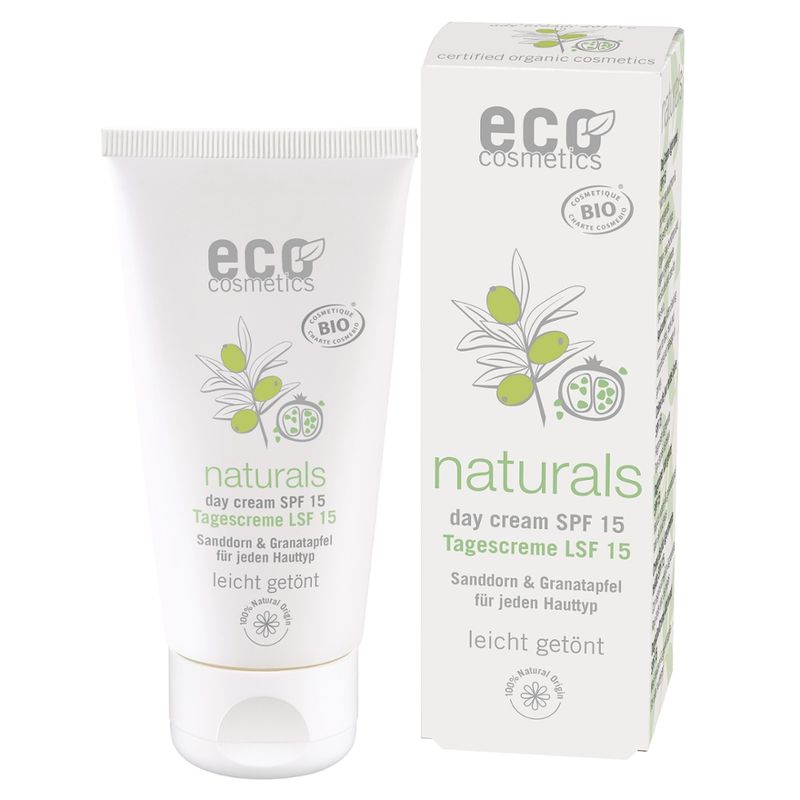 eco cosmetics Gesichtscreme LSF 15 getönt mit Granatapfel und Sanddorn - Produktbild