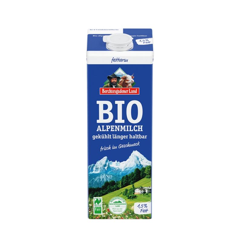Berchtesgadener Land Bio Bio-Milch gekühlt länger haltbar 1,5% Fett NL-Fair - Produktbild