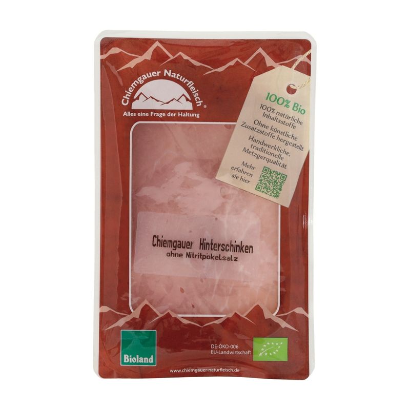 Chiemgauer Naturfleisch Chiemgauer Hinterschinken, geschnitten 70g, SB, kbA - Produktbild