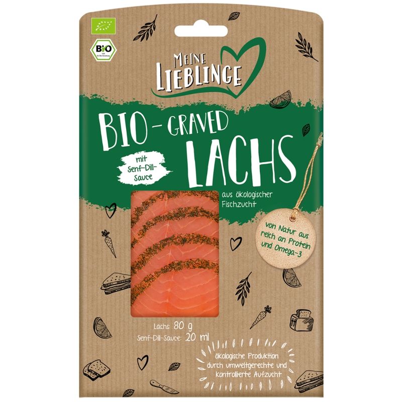 Meine Lieblinge Meine Lieblinge Bio-Graved Lachs 4x(80g + 20 ml Sauce) - Produktbild