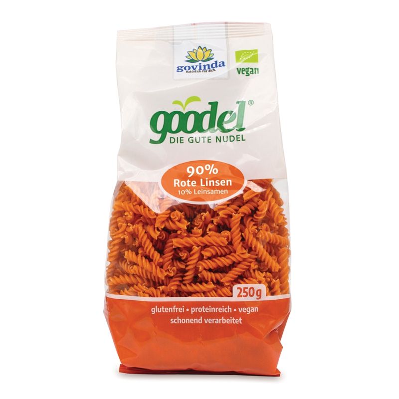Govinda Goodels - die gute Nudel "Rote Linse Leinsaat" Spirelli - Produktbild