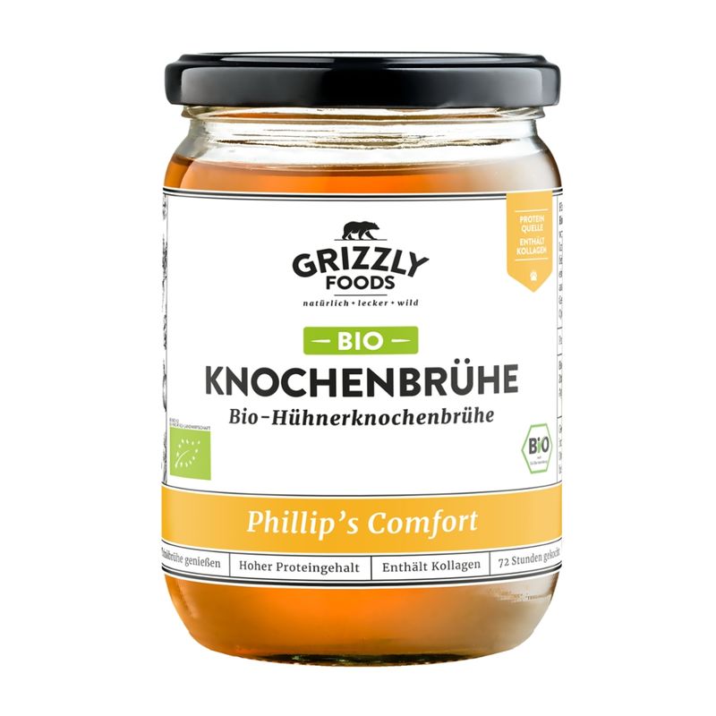 Grizzly Foods Hühnerknochenbrühe  - 72h lang gekocht - enthält Kollagen und Mineralien - 500ml - Produktbild