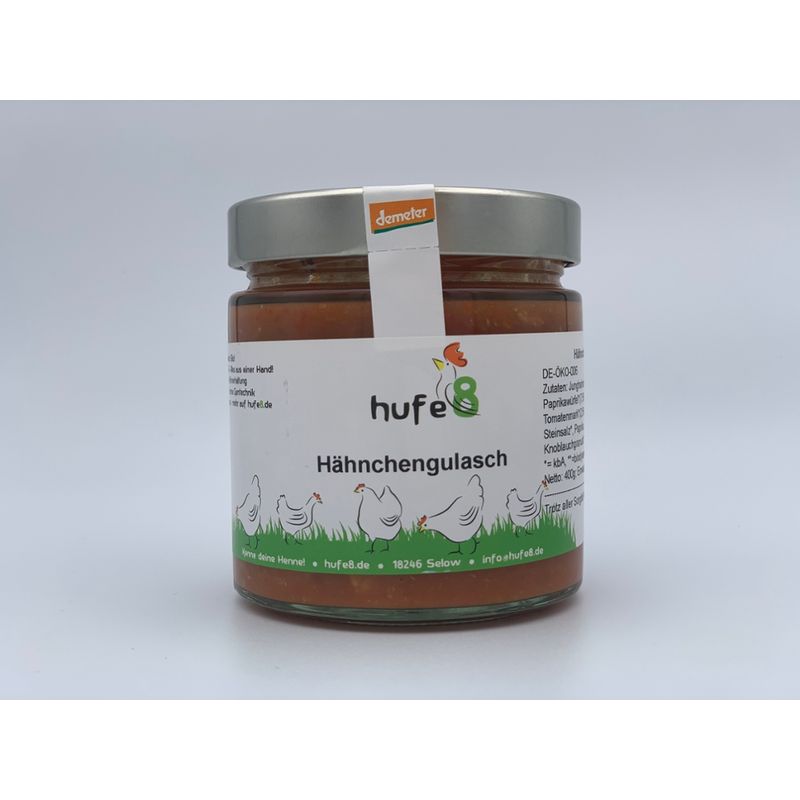 hufe8 Bio Demeter Hähnchengulasch, Glas, 380ml - Produktbild