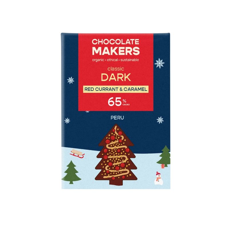 Chocolatemakers Merry Chocolate ZB 65% - Rote Johannisbeeren, Mandeln,  weiße Schokolade - Produktbild
