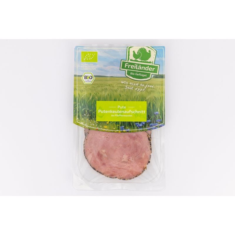 Freiländer Bio Geflügel Putenkeulenaufschnitt im Pfeffermantel, 80 g gschnitten, 3er Gebinde - Produktbild