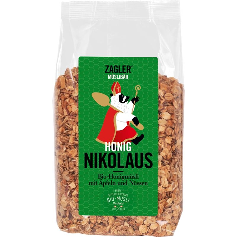 ZAGLER MÜSLIBÄR ZAGLER Bio-Nikolaus-Honigmüsli 500g, knusprig gebaken - Produktbild