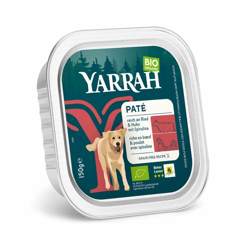 Yarrah Organic Petfood Yarrah Bio Hund Schale Pastete getreidefrei mit Rind - Produktbild