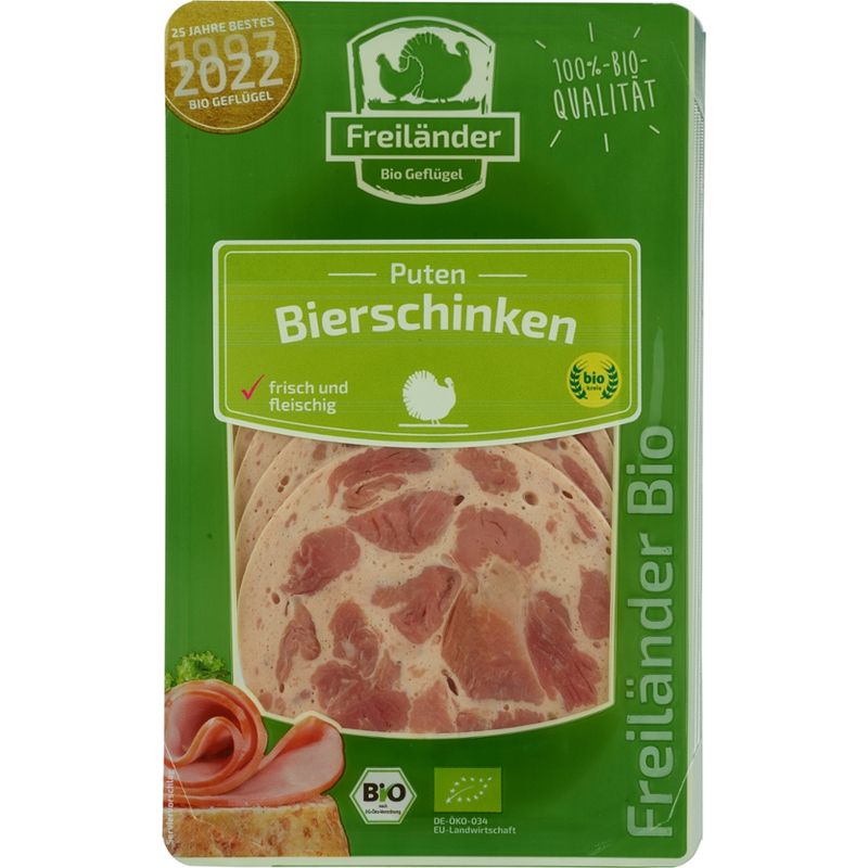 Freiländer Bio Geflügel Puten-Bierschinken, Bio, frisch, MAP, 3 x 80 g - Produktbild