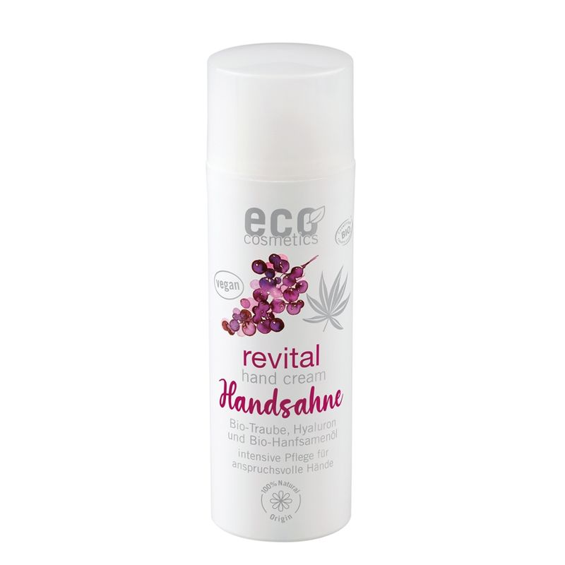 eco cosmetics revital Handsahne 50 ml mit Bio Traube, Hyaluron und Bio Hanfsamenöl - Produktbild
