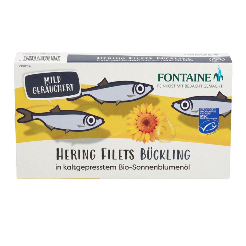 Fontaine Heringsfilet Bückling in Bio-Sonnenblumenöl - mild geräuchert - Produktbild