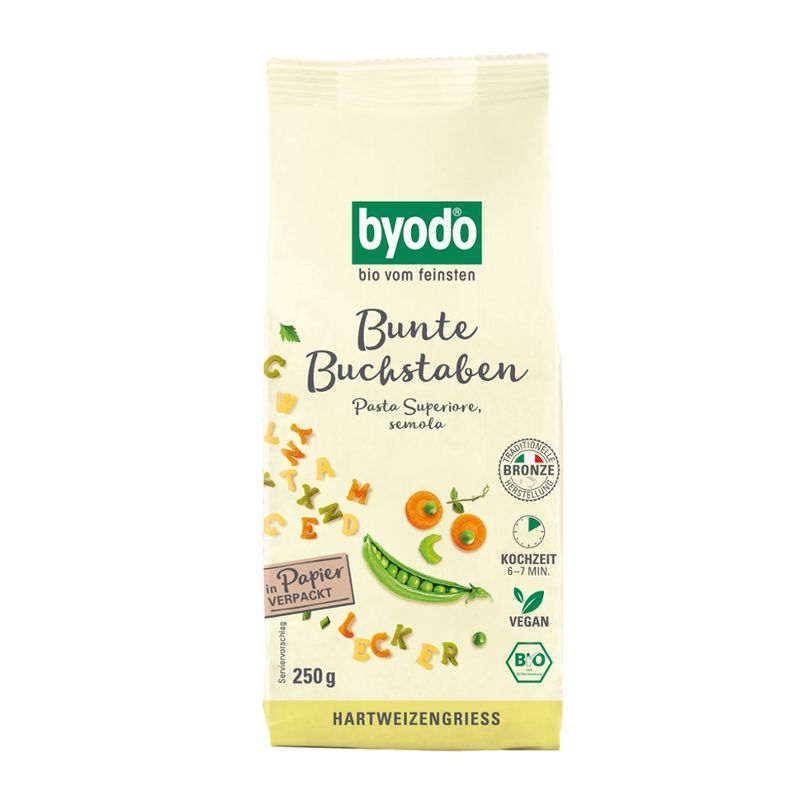 Byodo Byodo, Alphabet pasta, tricolor, 250g - Produktbild