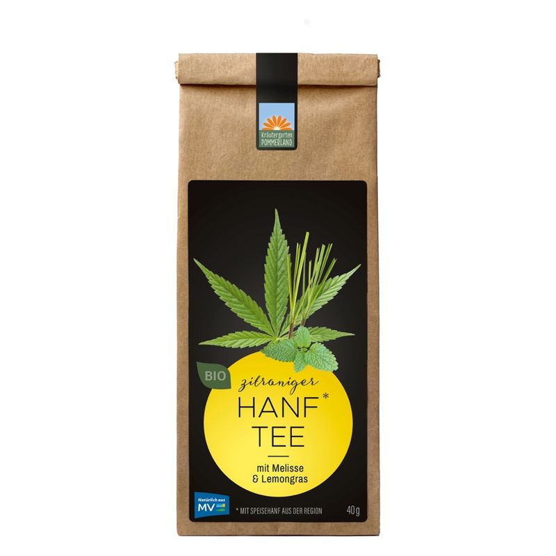Kräutergarten Pommerland Zitroniger Bio Hanftee in der Papiertüte - Produktbild