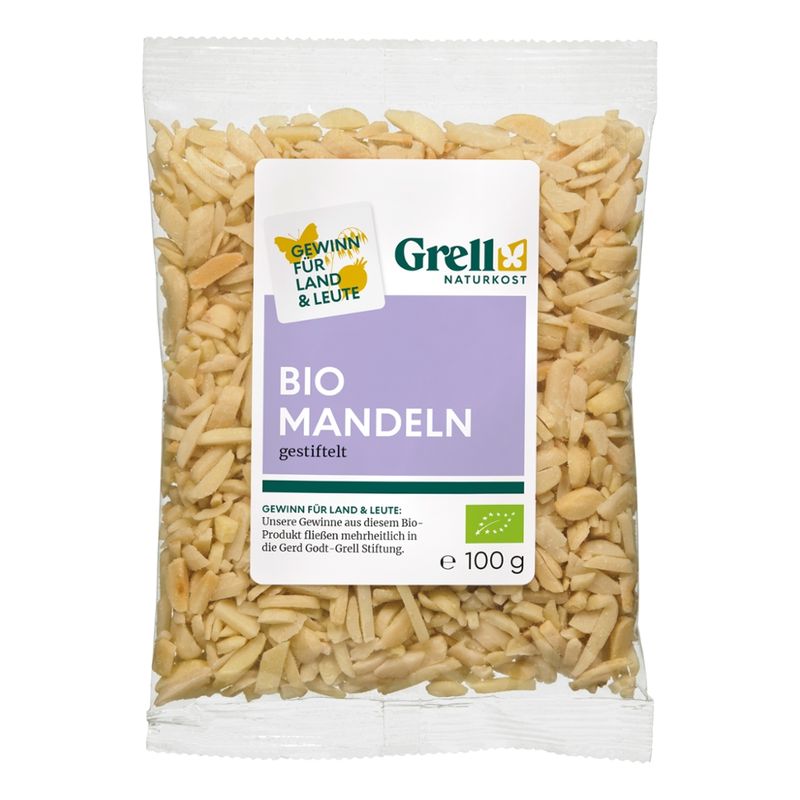 Grell Naturkost Mandeln, blanchiert, gestiftelt - Produktbild