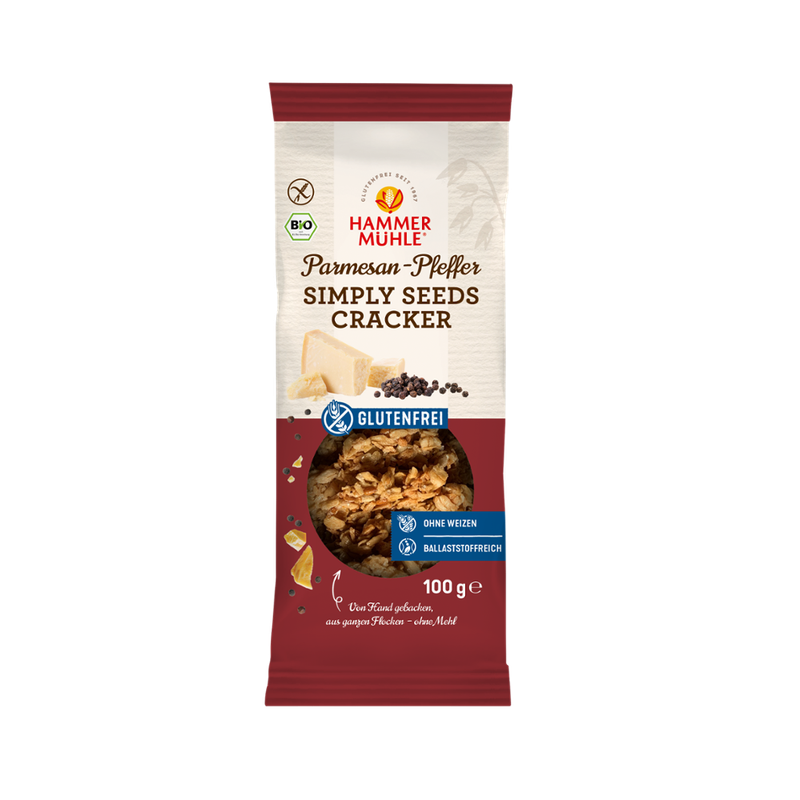 Hammermühle Bio Simply Seeds Cracker Parmesan-Pfeffer gf - Produktbild