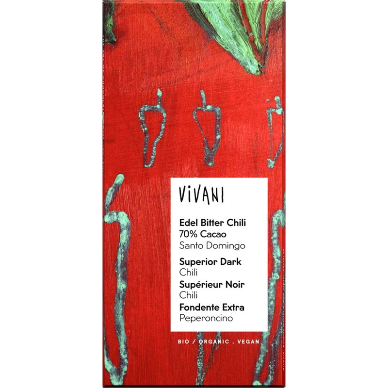 Vivani Edel Bitter Chili Schokolade 70% Cacao Santo Domingo - Produktbild