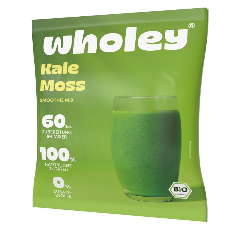Wholey Wholey Kale Moss ready-to blend-Smoothie aus schockgefrorenen Bio-Zutaten  100 % bio, vegan und glutenfrei - Produktbild