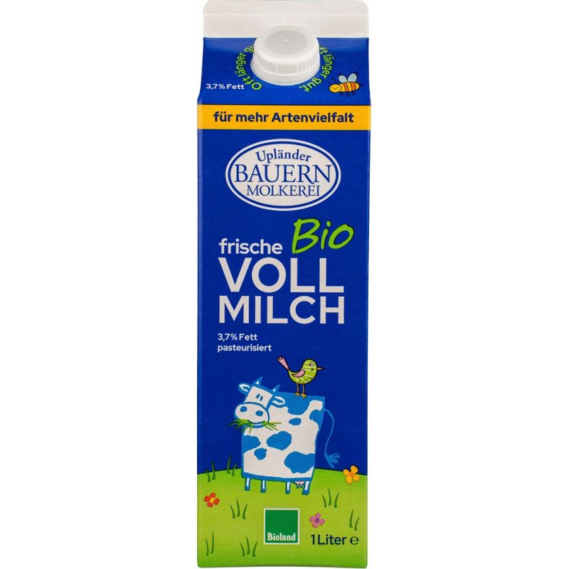 Upländer Bauernmolkerei frische Vollmilch 3,7% - Produktbild
