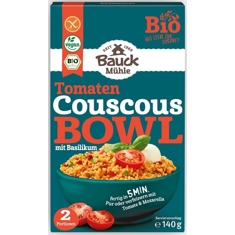 Bauck Mühle Couscous Bowl Tomate mit Basilikum 140g Bio gf - Produktbild