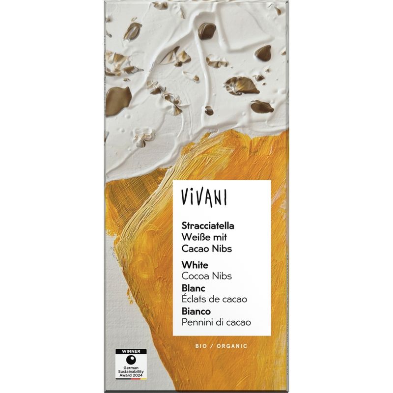 Vivani Stracciatella Weiße Schokolade mit Cacao Nibs - Produktbild