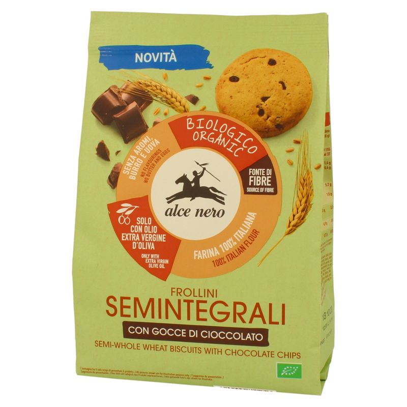 Alce Nero  Halbvollkornkekse mit Schokotropfen - Produktbild