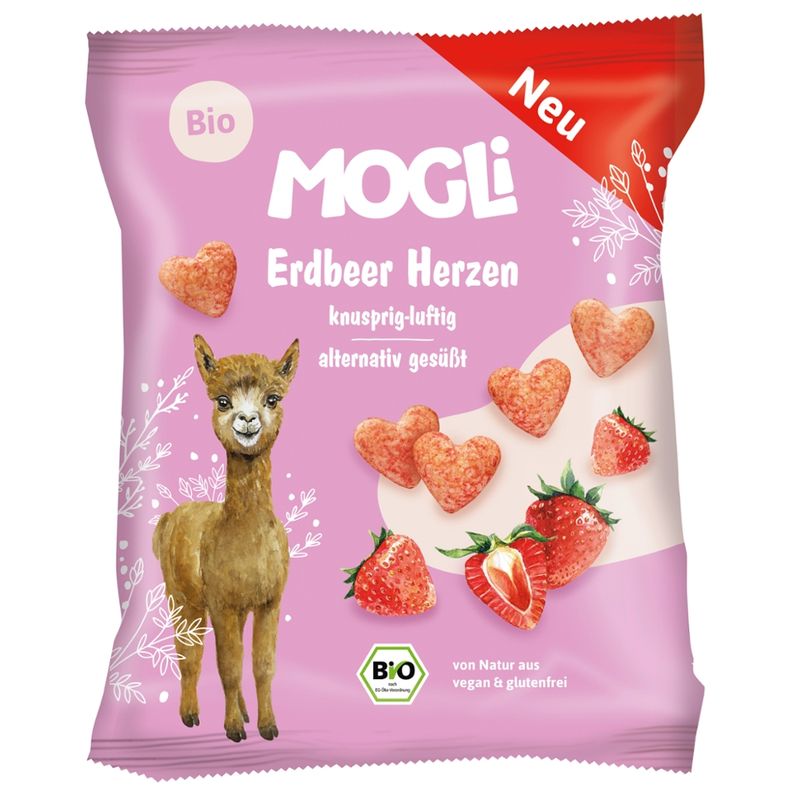 Mogli Bio Erdbeer Herzen - Produktbild