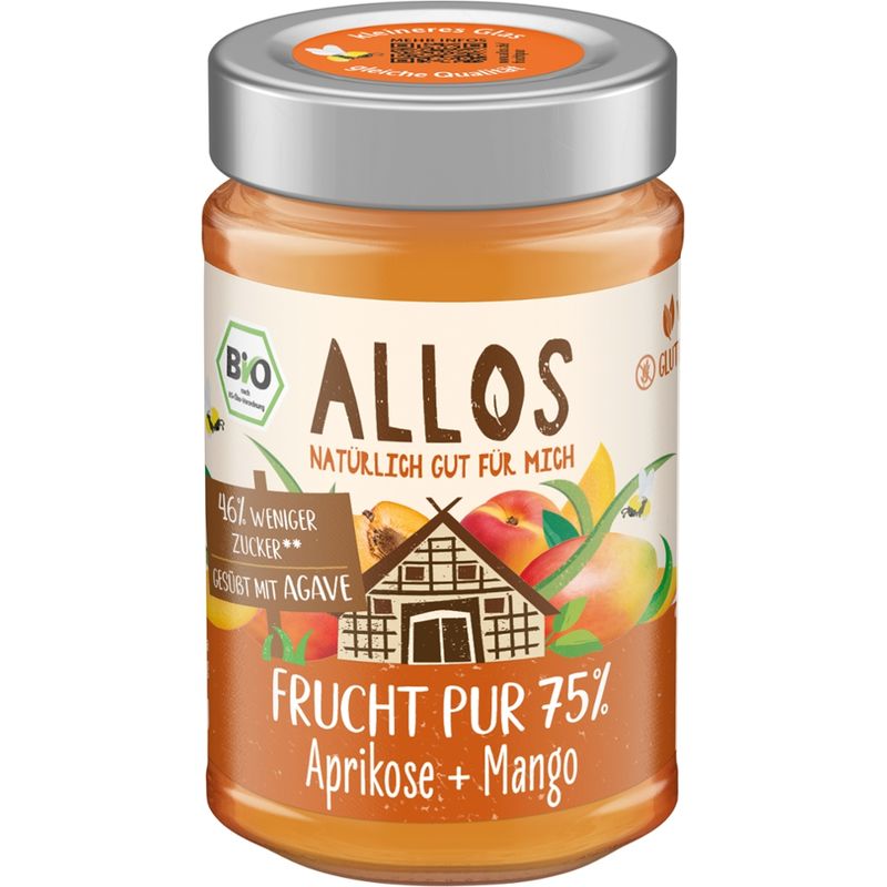 Allos Frucht Pur 75% Aprikose + Mango - Produktbild