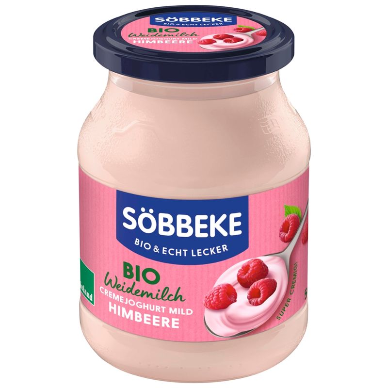 Söbbeke Bio Weidemilch Joghurt mild Himbeere, 7,5 % Fett - Produktbild