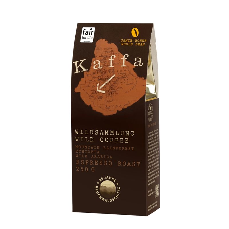 Kaffa Wildkaffee Kaffa Wildkaffee, Espresso Roast, ganze Bohne, 250g, bio- und Naturland Fair-zertifiziert - Produktbild