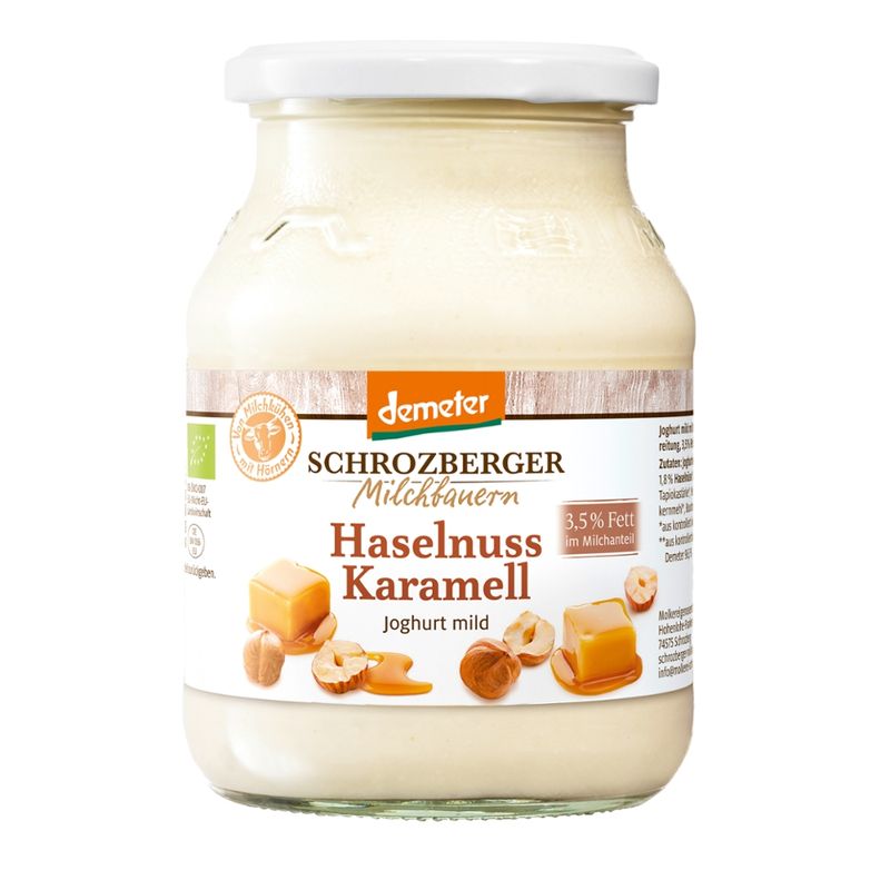 Schrozberger Milchbauern Joghurt mild Haselnuss Karamell 500g - Produktbild