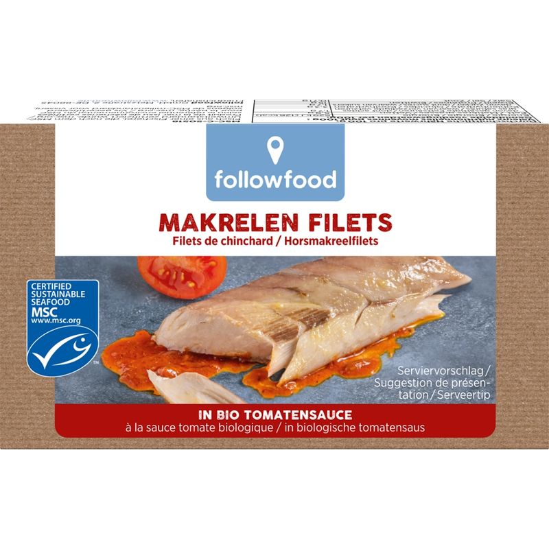 followfood MSC Makrelen Filets (Trachurus murphyi) in Bio Tomatensauce aus nachhaltigem Wildfang - Produktbild