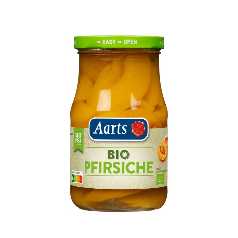 Aarts Pasteurisierte Bio Pfirsiche scheiben, leicht gezuckert. - Produktbild