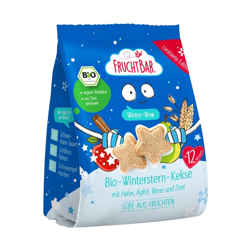 FruchtBar  FruchtBar – Bio-Winterstern-Kekse mit Hafer, Apfel, Birne und Zimt - Produktbild