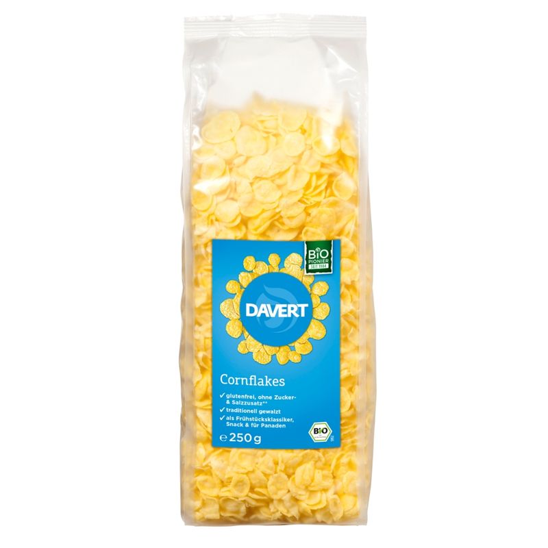 Davert Cornflakes ohne Salz und Zucker glutenfrei 250g - Produktbild