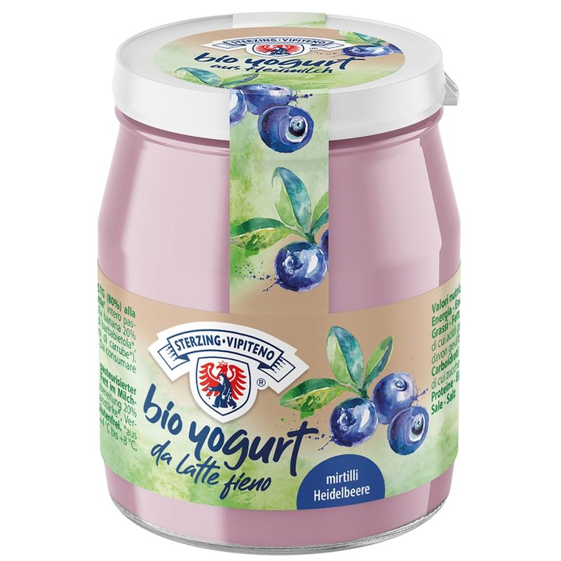 Joghurt Sterzing BIO Bio Vollmilchjoghurt aus Heumilch G.T.S. - 150g - Heidelbeere - Produktbild
