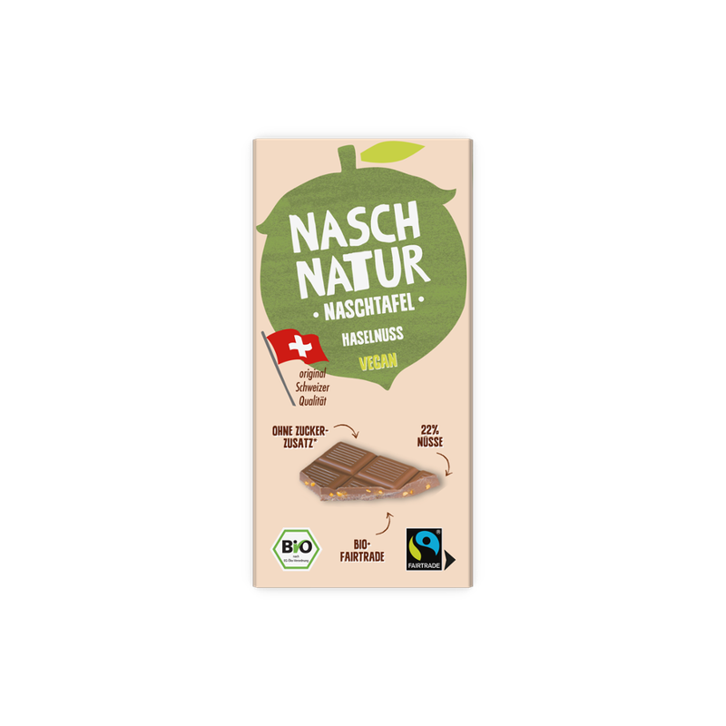 NaschNatur NaschTafel Haselnuss - zart schmelzende Schokolade mit der Süße aus Früchten - Produktbild