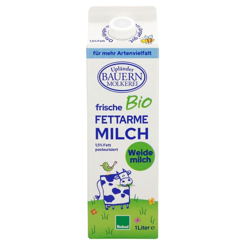 Upländer Bauernmolkerei frische fettarme Milch 1,5% - Produktbild