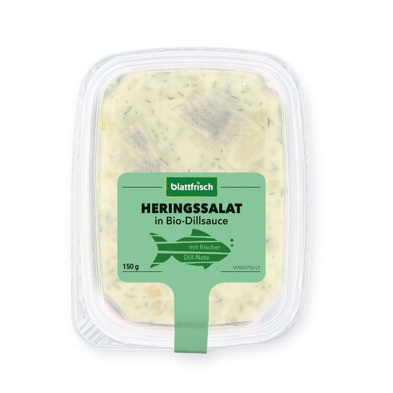 blattfrisch  Dill Hering - Heringssalat in Bio-Dillsauce (Rechteckschale 150g) - Produktbild