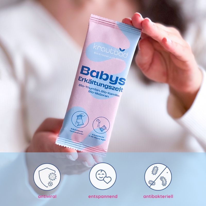 KRAUTBAD Kräuterbad Babys Erkältungszeit aus Bio-Thymian, Bio-Kamille und Bio-Majoran - Produktbild