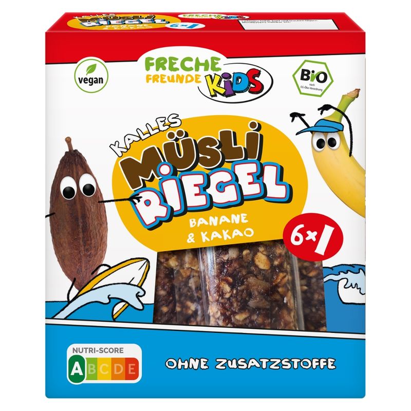 Freche Freunde Freche Freunde Kids Bio Kalles Müsli Riegel - Banane & Kakao 6x26g - Produktbild