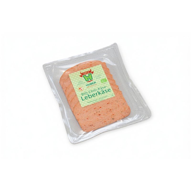 Metzgerei Huber  Bio Produkte Original Kitzbüheler BIO Leberkäse pikant 100 g E geschnitten - Produktbild